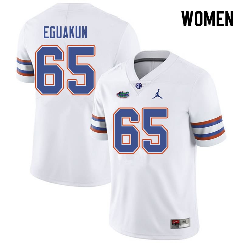 NCAA Florida Gators Kingsley Eguakun Women's #65 Jordan Brand White Stitched Authentic College Football Jersey XGB7164UD